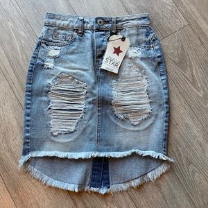 New Women’s Distressed Denim Skirt